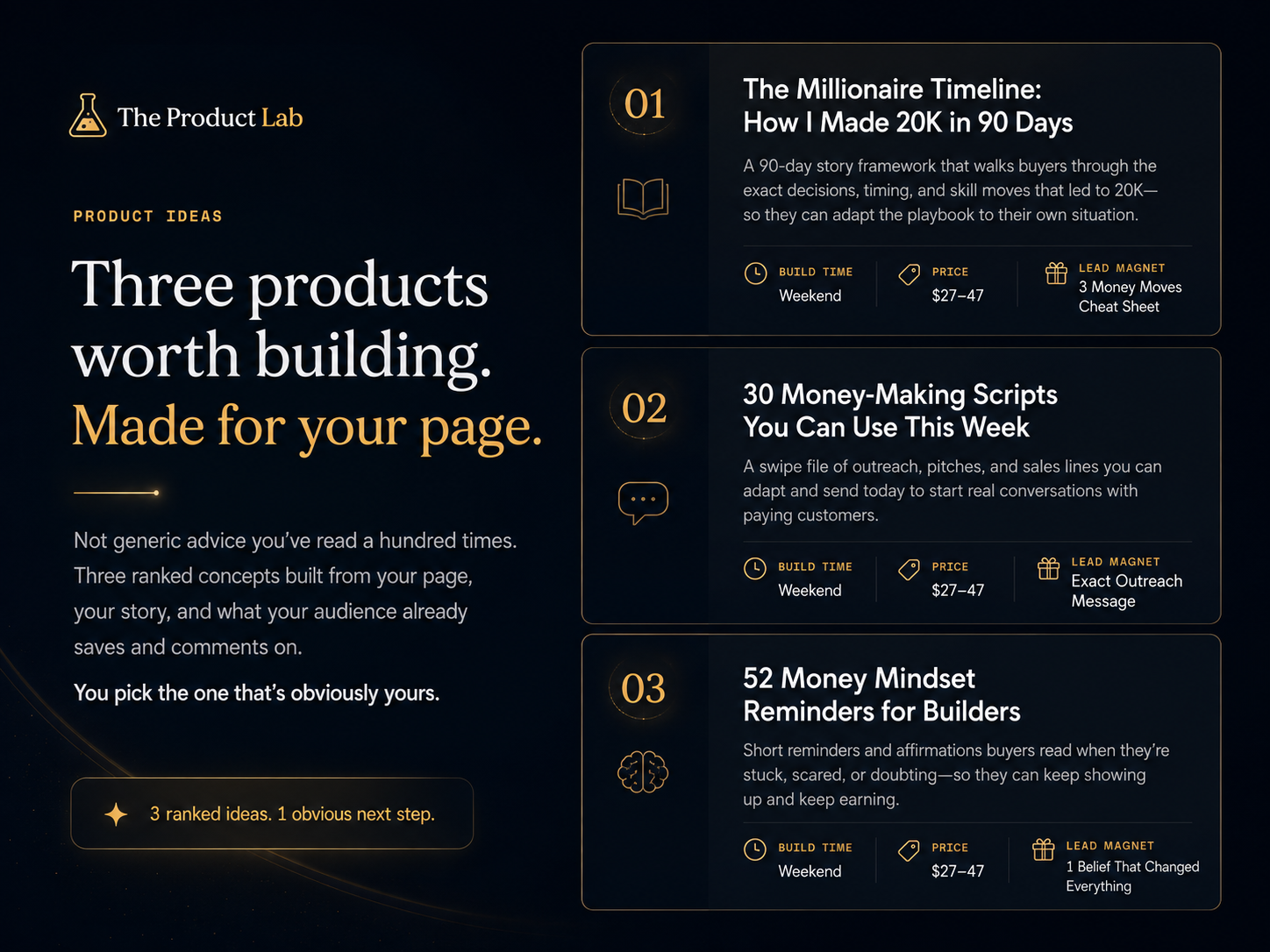 Product ideas tab